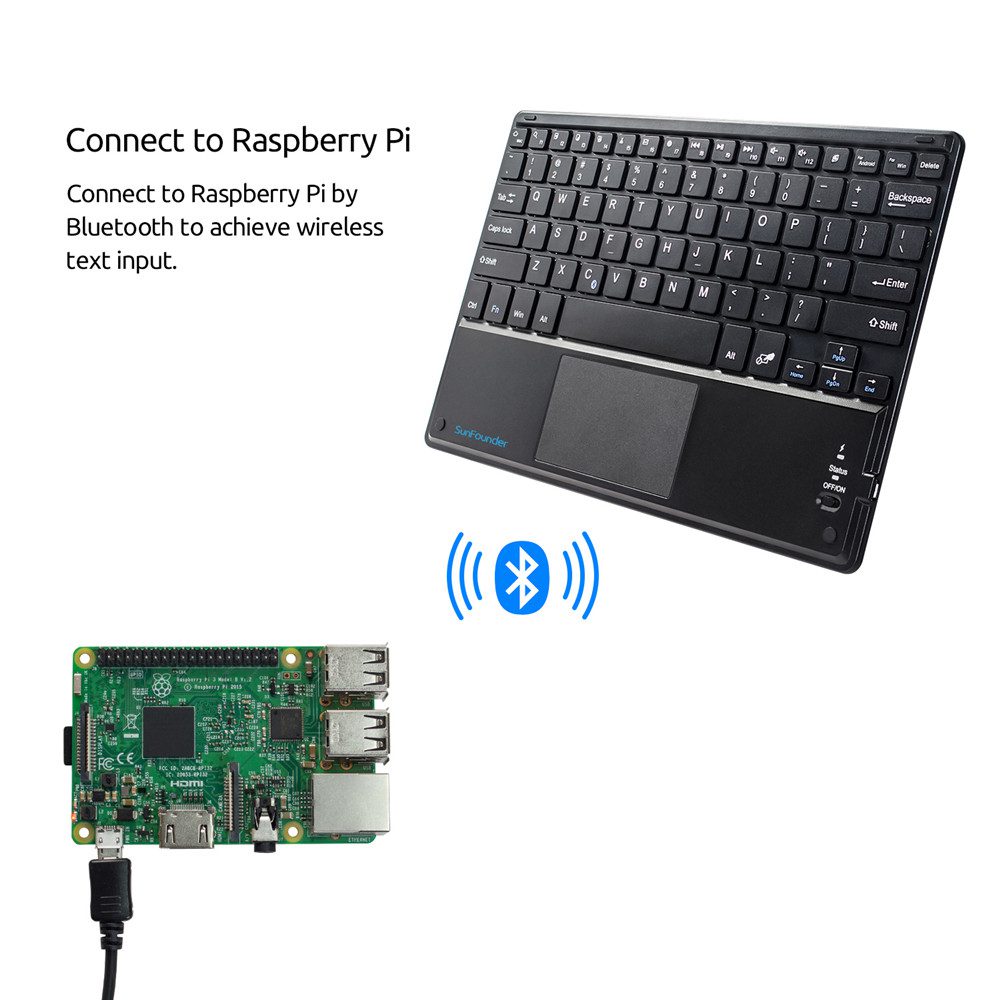 10 дюймовая беспроводная Bluetooth клавиатура для Raspberry Pi с тачпадом для Windows Android