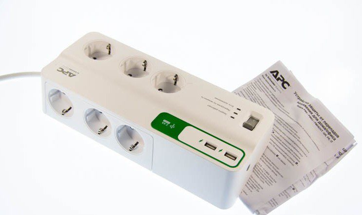 Купить сетевой фильтр APC SurgeArrest PM6U-RS с 2 USB зарядки 