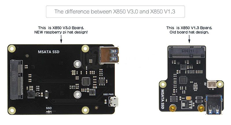 Отличие X850  платы расширения mSATA SSD версии V3 и V1.3