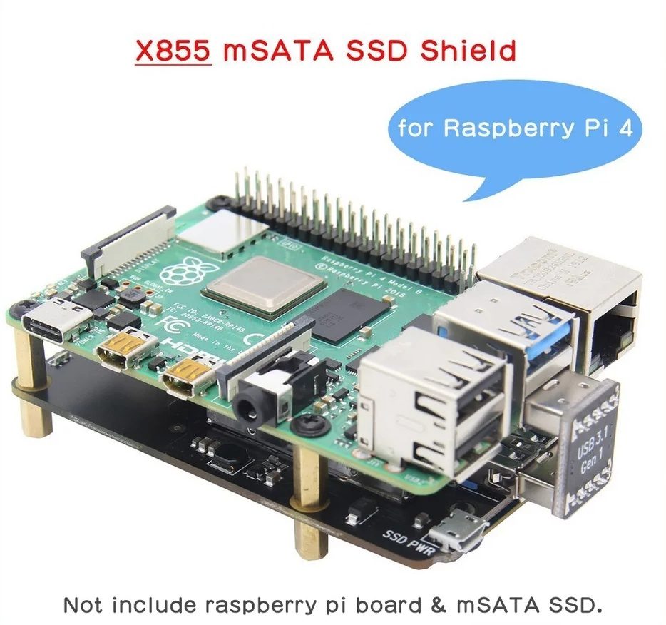 Плата расширения X855 V1.3 mSATA SSD для Raspberry Pi 4B